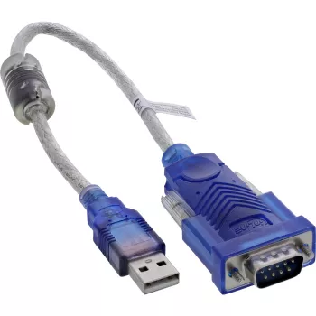 Cabo adaptador USB para série InLine 33304X com ferrite, USB-A para ficha Sub-D de 9 pinos