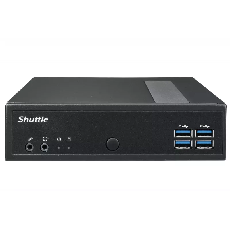 Shuttle XPC sistema fino DL3000EP, Intel N100, Win10 IoT, 8 GB RAM, 128 GB SSD M.2 (NVMe), 2x LAN (2x 2,5 Gbit), 2x COM, 1x HDMI, 1x DP, 1x VGA, sem ventoinha, funcionamento contínuo 24/7