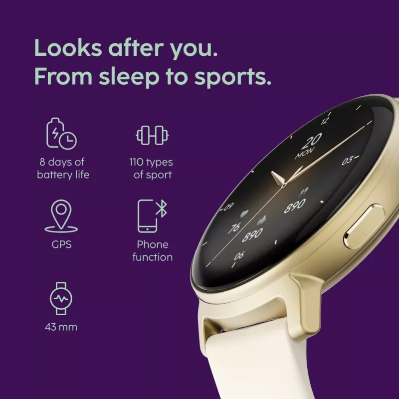 Hama Arion 3,35 cm (1,32 polegadas) AMOLED 43 mm Digital 466 x 466 píxeis ecrã tátil dourado GPS (satélite)