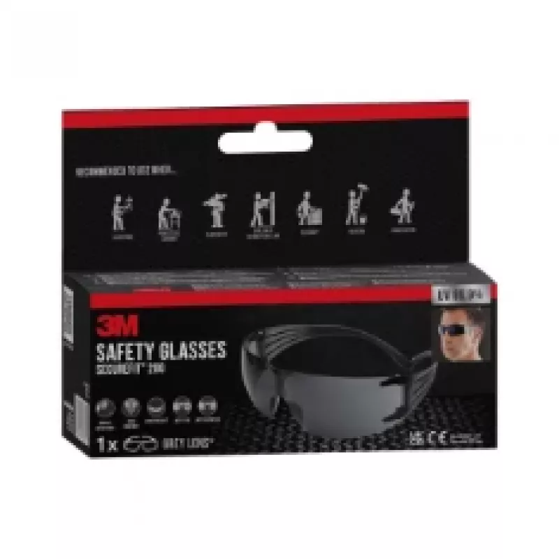 3M SecureFit Óculos de proteção 200, lente cinzenta