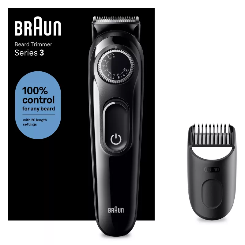 Braun BeardTrimmer 3 Beard Trm 3 BT3400, lavável, pilha, preto