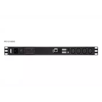 ATEN Basic Metered 1U PDU com proteção contra sobretensão, Basic, Metered, 1U, Preto, LCD, 18 saídas AC, conector fêmea C13