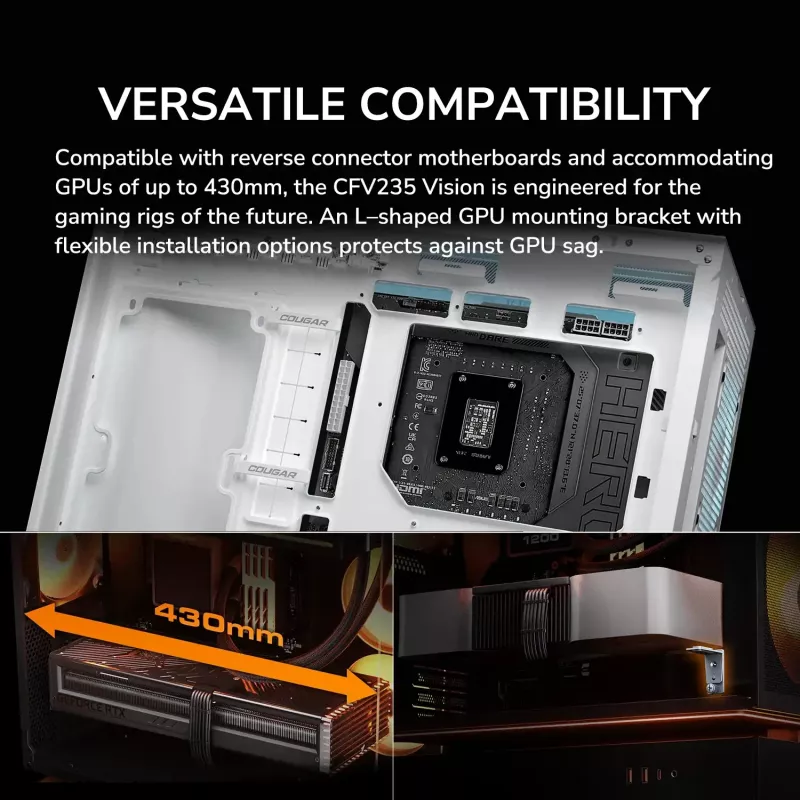 Cougar CFV235 Vision Midi Tower Caixa de PC, ARGB, LCD de 9,16