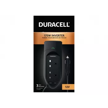 Inversor Duracell 175W com tomadas duplas UK, Universal, Automóvel, 12 V, 175 W, 12 V, DC para AC