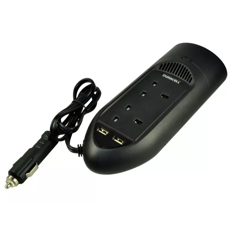 Inversor Duracell 175W com tomadas duplas UK, Universal, Automóvel, 12 V, 175 W, 12 V, DC para AC