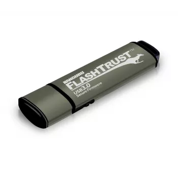 Kanguru FlashTrust™ USB 3.0 128 GB |Armazenamento flash seguro| Firmware seguro | Interruptor físico de proteção contra escrita |Proteção contra BadUSB | Conformidade com os requisitos NIST