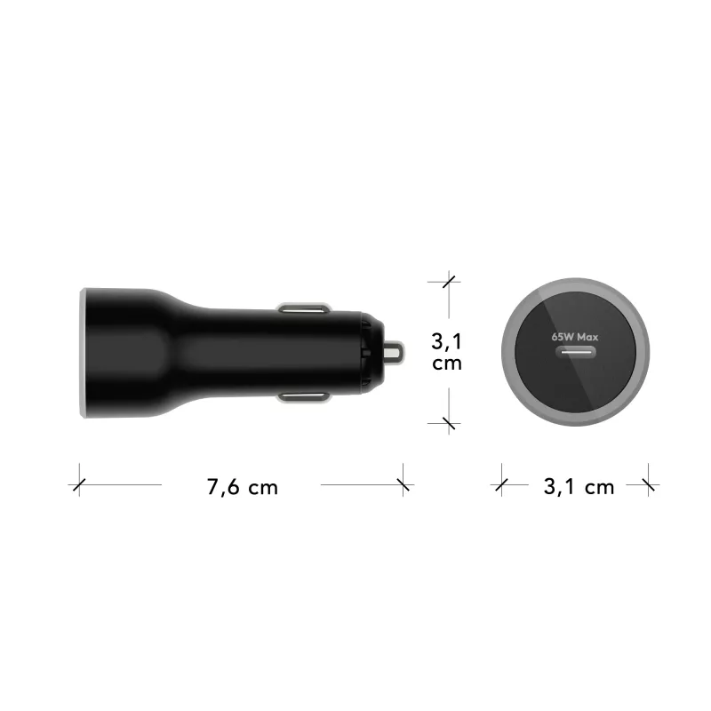 Carregador de automóvel USB-C 65W da dbramante1928 re-charge – isqueiro 12–24V, 1× USB-C, preto