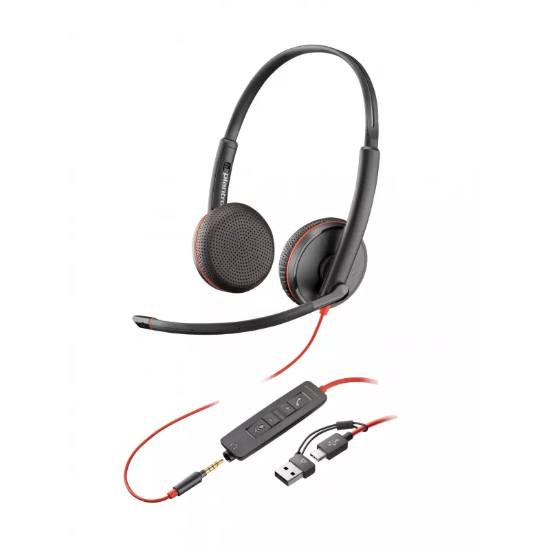 HP Poly Blackwire 3225 Headset estéreo USB-C + jack de 3,5 mm + adaptador USB-C/A (a granel)