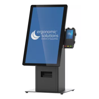 Conjunto de quiosque Ergonomic Solutions SpacePole Mini Kiosk de balcão preto metal