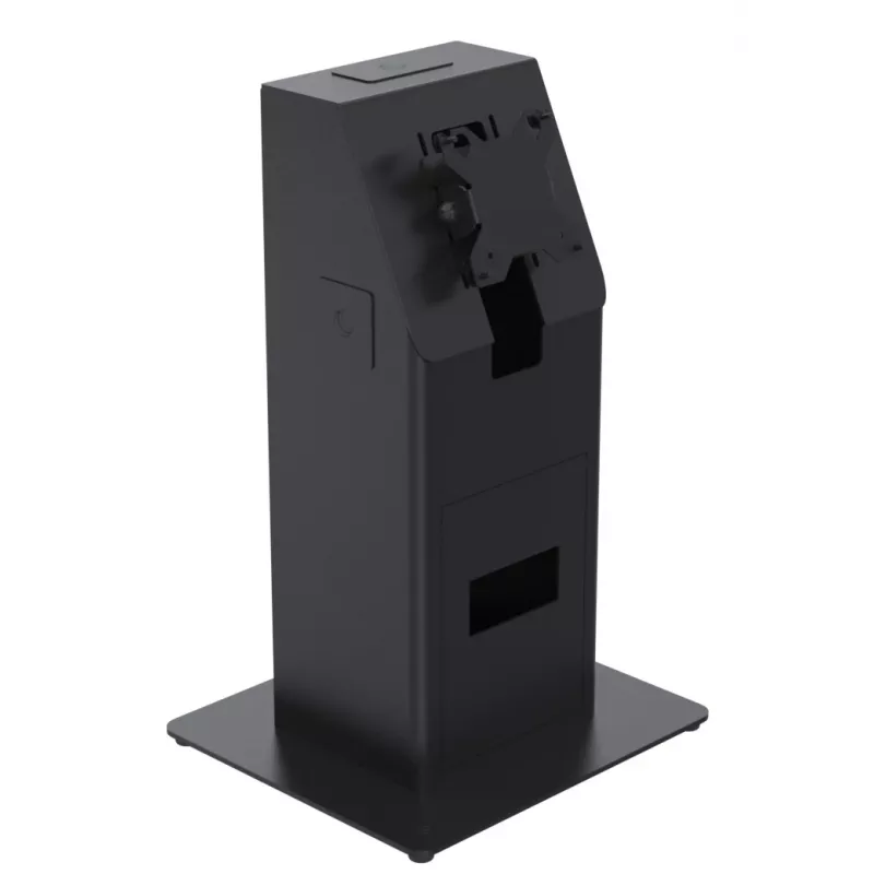 Conjunto de quiosque Ergonomic Solutions SpacePole Mini Kiosk de balcão preto metal