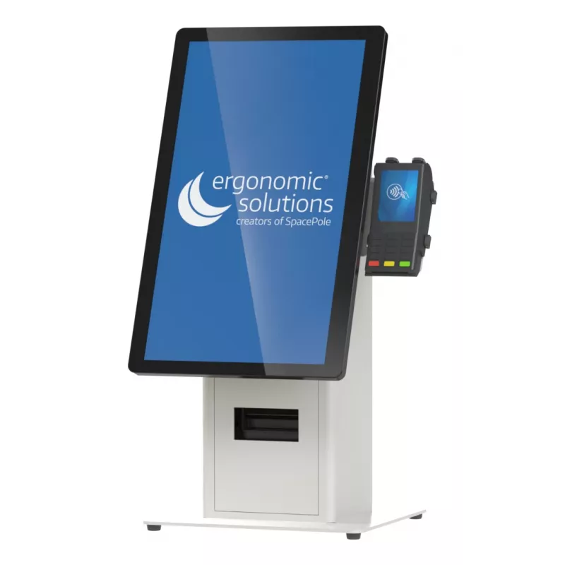 Conjunto de quiosque Ergonomic Solutions SpacePole Mini Kiosk de balcão preto metal