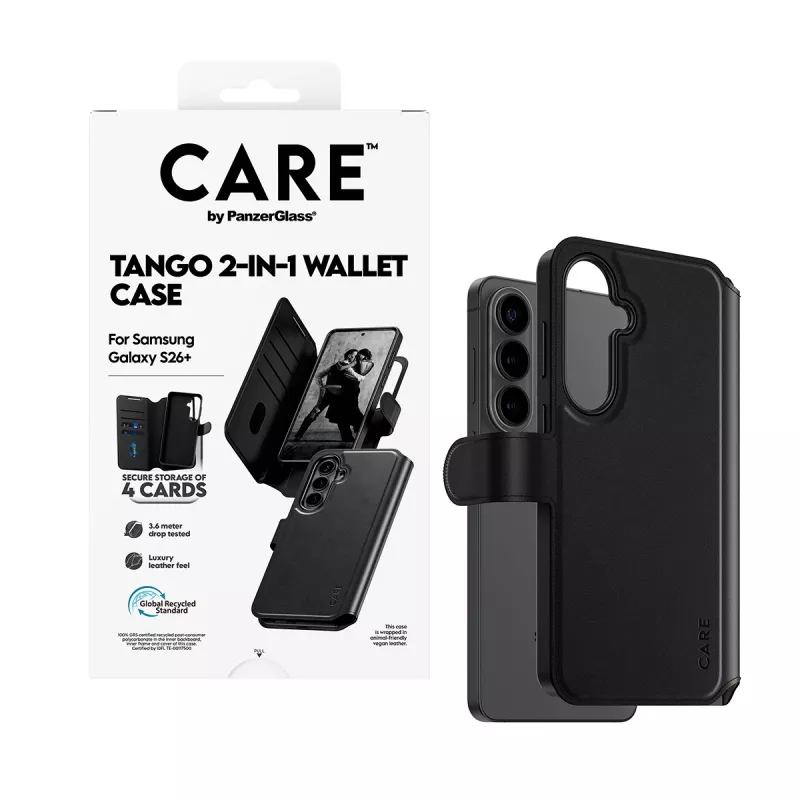 Capa de carteira 2 em 1 com Qi PanzerGlass CARE™ by ® Tango Samsung Galaxy S26+