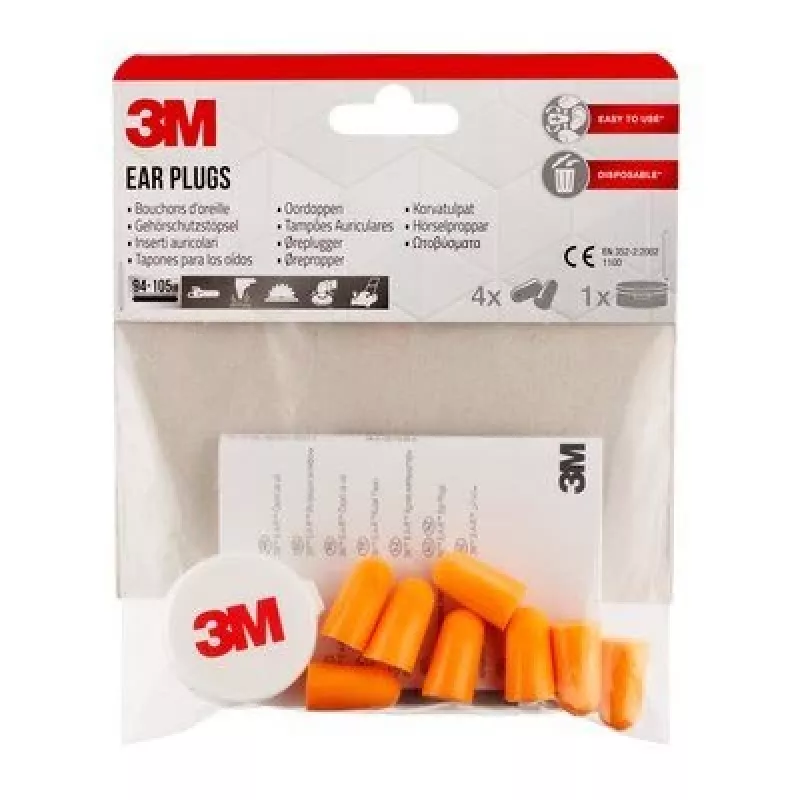 Protetor auricular reutilizável 3M 1100C4, laranja, com cordão, pack de 4
