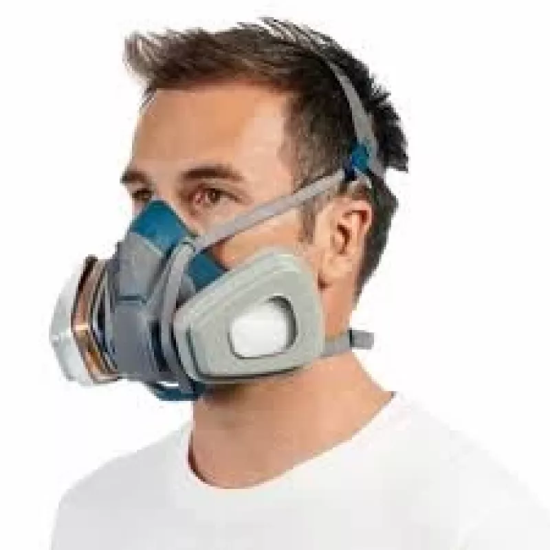 Semimáscara com purificação de ar 3M 6502QLPRO — semimáscara, azul/cinzento, fecho rápido