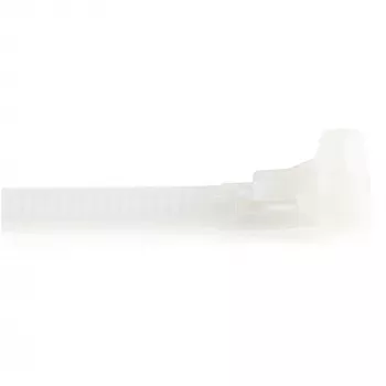 StarTech.com abraçadeiras de cabos reutilizáveis de 25 cm – 7 mm de largura, 65 mm de diâmetro de feixe, 22 kg de resistência à tração, abraçadeiras de nylon reutilizáveis, interior/exterior, 94V-2/UL listado, pack de 100 – branco