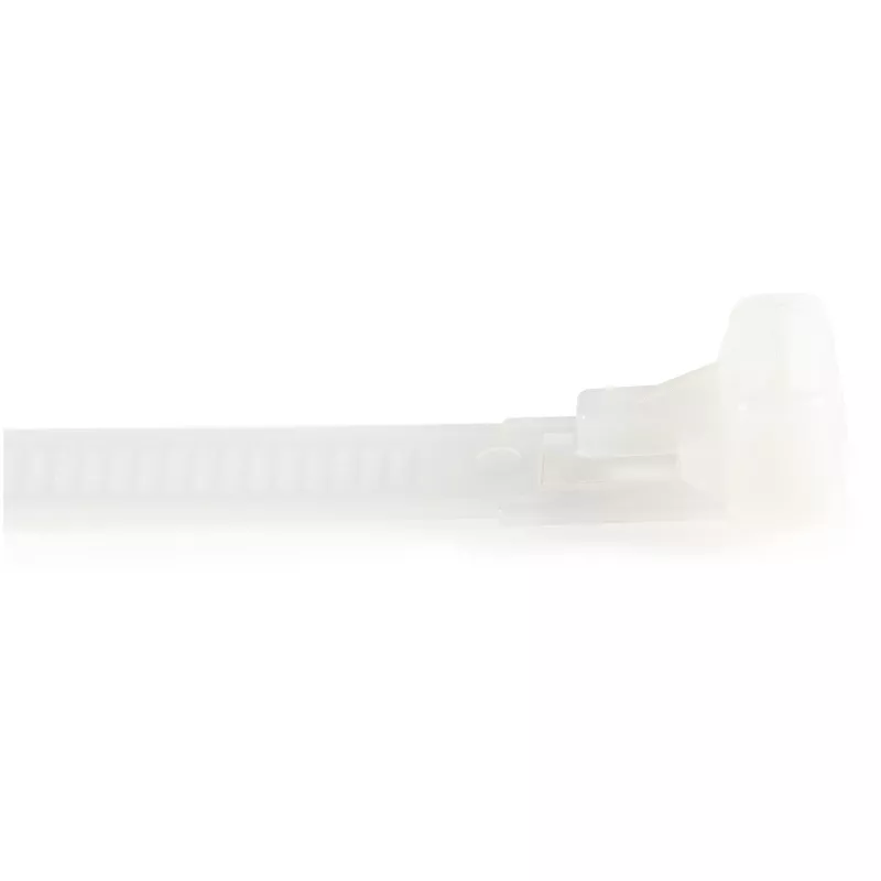 StarTech.com abraçadeiras de cabos reutilizáveis de 25 cm – 7 mm de largura, 65 mm de diâmetro de feixe, 22 kg de resistência à tração, abraçadeiras de nylon reutilizáveis, interior/exterior, 94V-2/UL listado, pack de 100 – branco