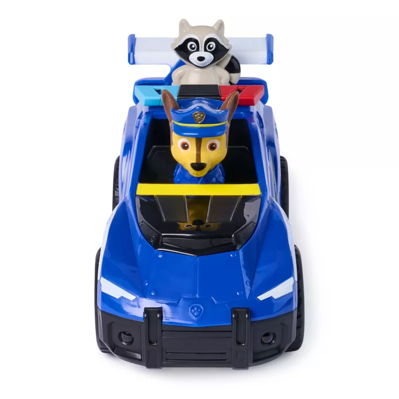 PAW Patrol : Search & Rescue, veículo Chase Rescue Cruiser com 2 figuras, carro de polícia de brincar com mecanismo de recuo, brinquedo para rapazes e raparigas a partir dos 3 anos