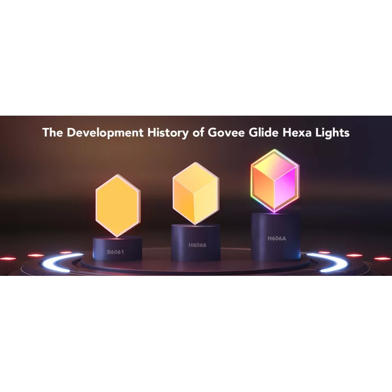 Conjunto de candeeiros de parede inteligentes Govee Glide Hexagon Light Panels Ultra pacote de extensão – Wi-Fi/Bluetooth, entrada 36 V, cinzento