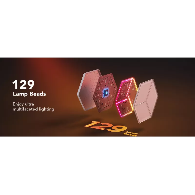 Conjunto de candeeiros de parede inteligentes Govee Glide Hexagon Light Panels Ultra pacote de extensão – Wi-Fi/Bluetooth, entrada 36 V, cinzento