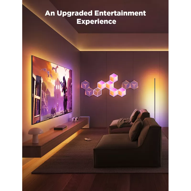 Conjunto de candeeiros de parede inteligentes Govee Glide Hexagon Light Panels Ultra pacote de extensão – Wi-Fi/Bluetooth, entrada 36 V, cinzento