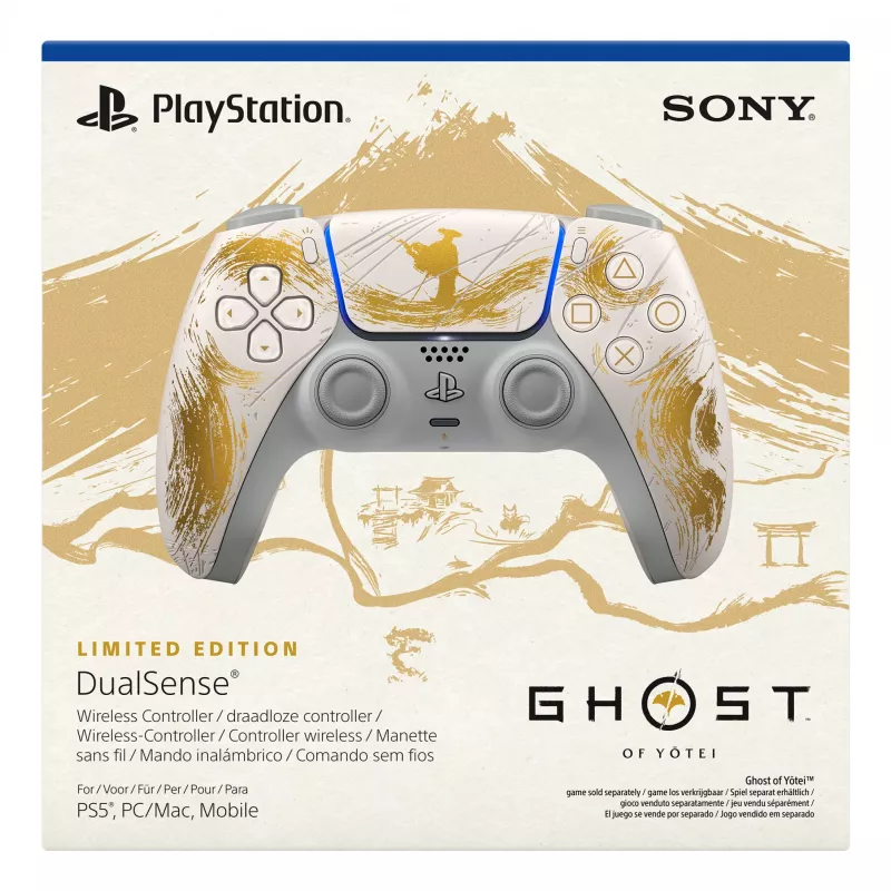 Sony DualSense Wireless Comando - Ghost of Yōtei Gold Limited Edition Dourado, Branco Bluetooth/USB Comando de jogos Analógico/Digital Android, MAC, PC, PlayStation 5, iOS