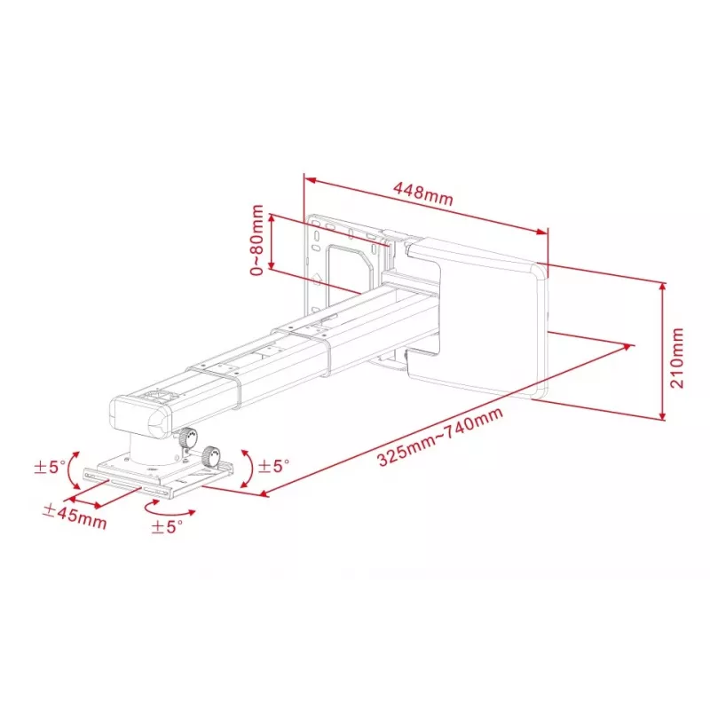 Suporte para projetor Multibrackets M Projector Mount Short Throw Deluxe 300-700 Médio Suporte de parede 25 kg Branco
