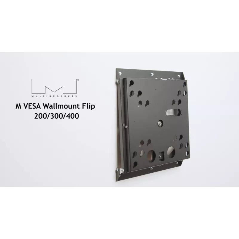 Multibrackets M VESA Wallmount Flip 200/300/400 Capacidade máxima de carga 50 kg Tamanho mínimo de ecrã 127 cm Tamanho máximo de ecrã 2,41 m