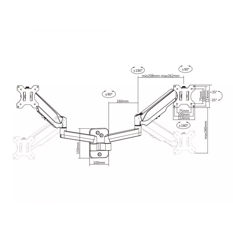 Multibrackets M Suporte de monitor de parede Basic Dual 16 kg 17-32