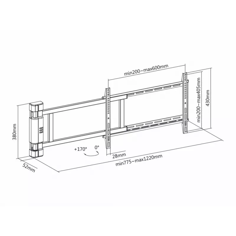 Multibrackets M Suporte giratório motorizado X-Large 50 kg 170° Preto