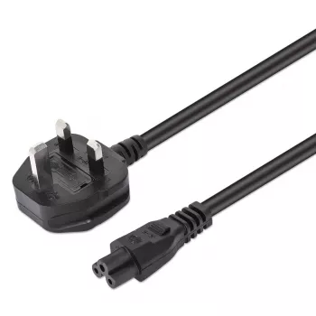Manhattan Cabo de alimentação, ficha macho UK de 3 polos para conector fêmea C5 (trevo/triangular), 1,8 m, 16 A, cabo, garantia vitalícia