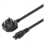 Manhattan Cabo de alimentação, ficha macho UK de 3 polos para conector fêmea C5 (trevo/triangular), 1,8 m, 16 A, cabo, garantia vitalícia