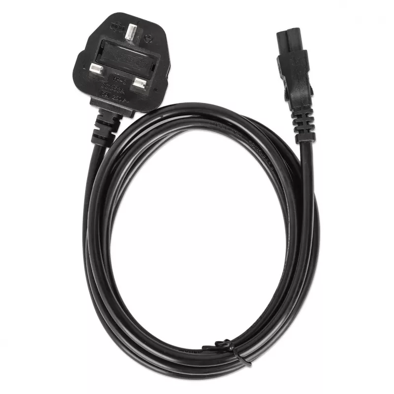 Manhattan Cabo de alimentação, ficha macho UK de 3 polos para conector fêmea C5 (trevo/triangular), 1,8 m, 16 A, cabo, garantia vitalícia