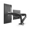 Manhattan Suporte de secretária duplo para TV e monitores (braço articulado com mola a gás), para ecrãs de 10 a 27 polegadas, fixação em C ou passagem pela secretária, compatibilidade VESA: 75x75 e 100x100 mm – verifique as dimensões dos quatro orifícios de fixação na parte traseira do ecrã para garantir que encaixam, máx. 9 kg (por braço), suporte