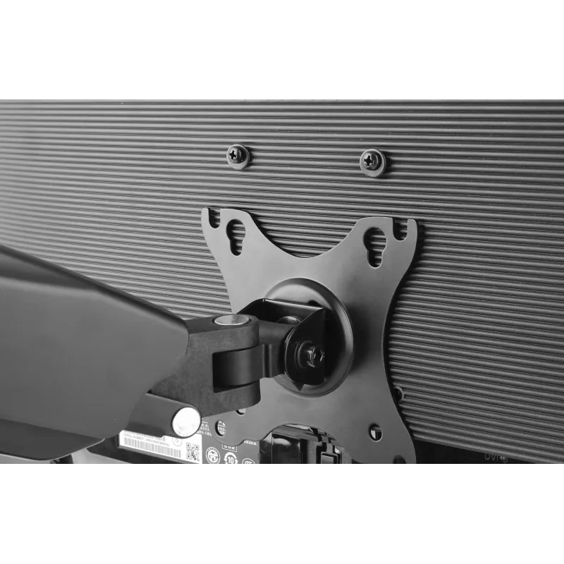 Manhattan Suporte de secretária duplo para TV e monitores (braço articulado com mola a gás), para ecrãs de 10 a 27 polegadas, fixação em C ou passagem pela secretária, compatibilidade VESA: 75x75 e 100x100 mm – verifique as dimensões dos quatro orifícios de fixação na parte traseira do ecrã para garantir que encaixam, máx. 9 kg (por braço), suporte