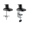 Manhattan Suporte de secretária duplo para TV e monitores (braço articulado com mola a gás), para ecrãs de 10 a 27 polegadas, fixação em C ou passagem pela secretária, compatibilidade VESA: 75x75 e 100x100 mm – verifique as dimensões dos quatro orifícios de fixação na parte traseira do ecrã para garantir que encaixam, máx. 9 kg (por braço), suporte
