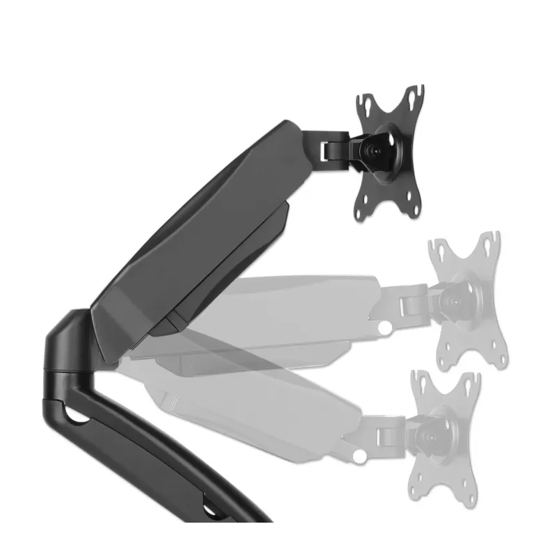 Manhattan Suporte de secretária duplo para TV e monitores (braço articulado com mola a gás), para ecrãs de 10 a 27 polegadas, fixação em C ou passagem pela secretária, compatibilidade VESA: 75x75 e 100x100 mm – verifique as dimensões dos quatro orifícios de fixação na parte traseira do ecrã para garantir que encaixam, máx. 9 kg (por braço), suporte