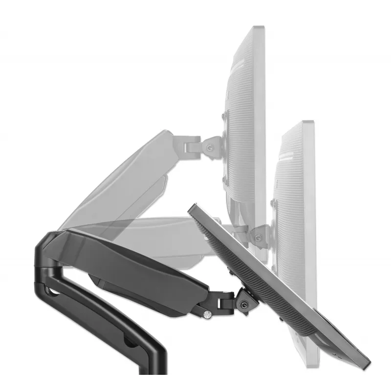 Manhattan Suporte de secretária duplo para TV e monitores (braço articulado com mola a gás), para ecrãs de 10 a 27 polegadas, fixação em C ou passagem pela secretária, compatibilidade VESA: 75x75 e 100x100 mm – verifique as dimensões dos quatro orifícios de fixação na parte traseira do ecrã para garantir que encaixam, máx. 9 kg (por braço), suporte