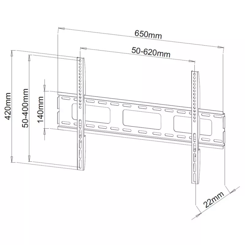 Techly Suporte de parede para TV LED LCD ultra fina 40-65 polegadas, 101,6 cm (40 polegadas), 165,1 cm (65 polegadas), 100 x 100 mm, 600 x 400 mm, Metal, Preto