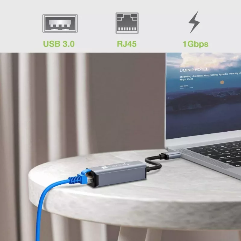 Techly IDATA USB-ETGIGA-AA Docking station/replicador de portas para portátil Com fios USB 3.2 Gen 1 (3.1 Gen 1) Type-A Preto, Prateado