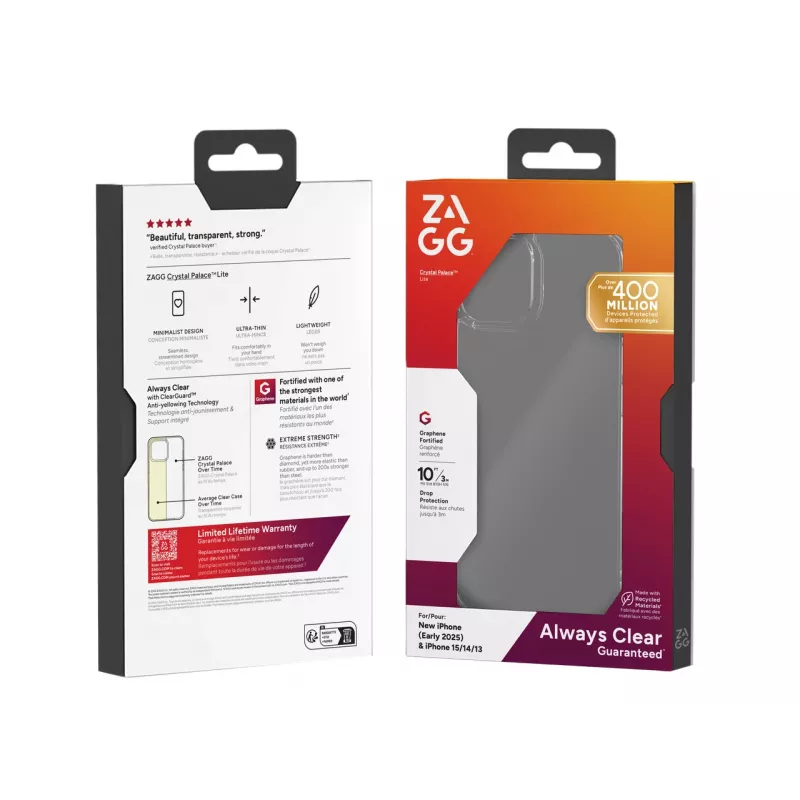 ZAGG Crystal Palace Lite capa Apple iPhone 17e/16e/15/14/13, capa, Apple, iPhone 17e/16e/15/14/13, 15,5 cm (6,1