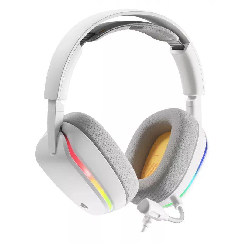 Glorious Gaming Glorious GHS Eternal RGB - headset gaming estéreo RGB para PC, PS5, PS4, Switch - drivers angulares com afinação individual, microfone removível ajustável e cristalino, USB-C - durável, conforto para todo o dia e noite - branco
