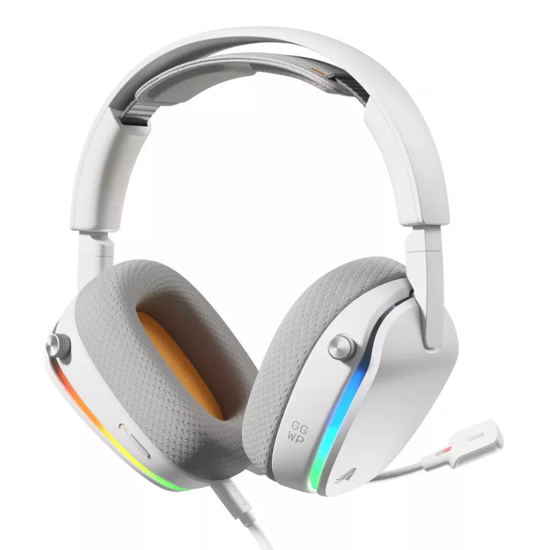 Glorious Gaming Glorious GHS Eternal RGB - headset gaming estéreo RGB para PC, PS5, PS4, Switch - drivers angulares com afinação individual, microfone removível ajustável e cristalino, USB-C - durável, conforto para todo o dia e noite - branco