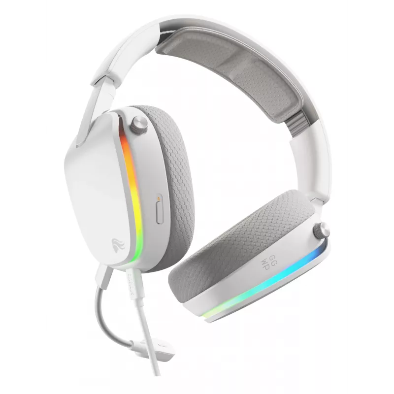 Glorious Gaming Glorious GHS Eternal RGB - headset gaming estéreo RGB para PC, PS5, PS4, Switch - drivers angulares com afinação individual, microfone removível ajustável e cristalino, USB-C - durável, conforto para todo o dia e noite - branco