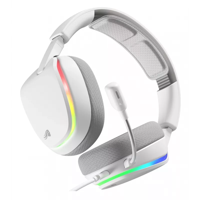 Glorious Gaming Glorious GHS Eternal RGB - headset gaming estéreo RGB para PC, PS5, PS4, Switch - drivers angulares com afinação individual, microfone removível ajustável e cristalino, USB-C - durável, conforto para todo o dia e noite - branco