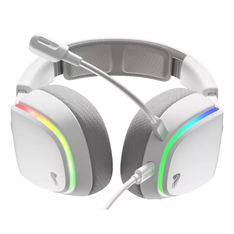 Glorious Gaming Glorious GHS Eternal RGB - headset gaming estéreo RGB para PC, PS5, PS4, Switch - drivers angulares com afinação individual, microfone removível ajustável e cristalino, USB-C - durável, conforto para todo o dia e noite - branco