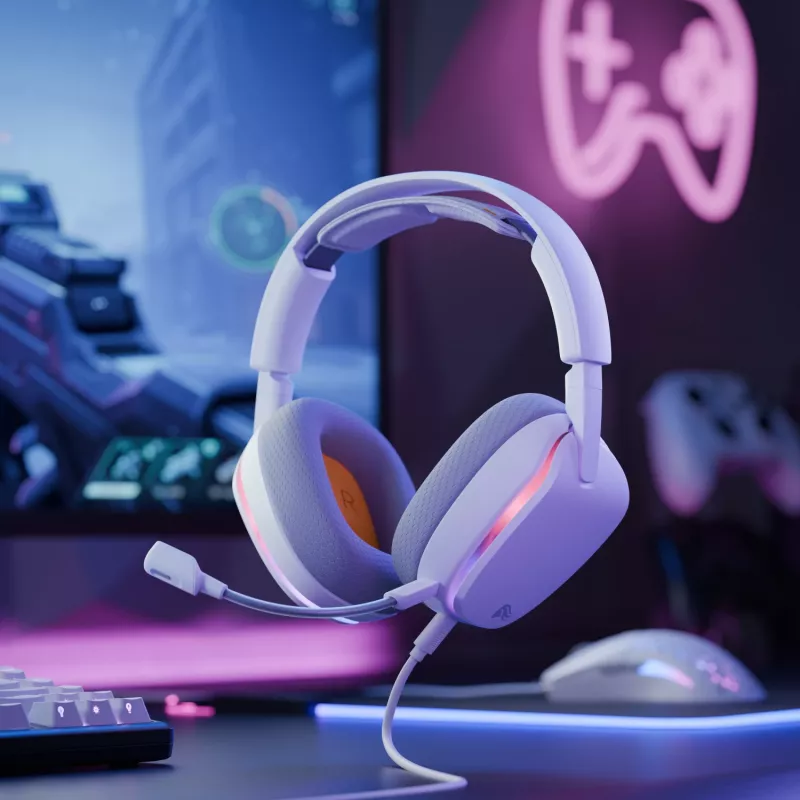Glorious Gaming Glorious GHS Eternal RGB - headset gaming estéreo RGB para PC, PS5, PS4, Switch - drivers angulares com afinação individual, microfone removível ajustável e cristalino, USB-C - durável, conforto para todo o dia e noite - branco