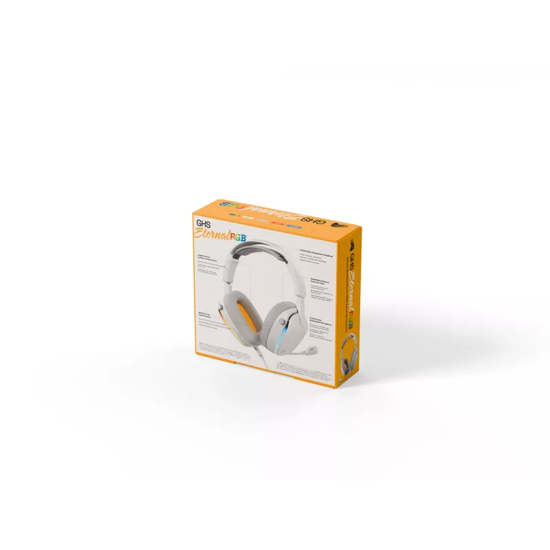 Glorious Gaming Glorious GHS Eternal RGB - headset gaming estéreo RGB para PC, PS5, PS4, Switch - drivers angulares com afinação individual, microfone removível ajustável e cristalino, USB-C - durável, conforto para todo o dia e noite - branco