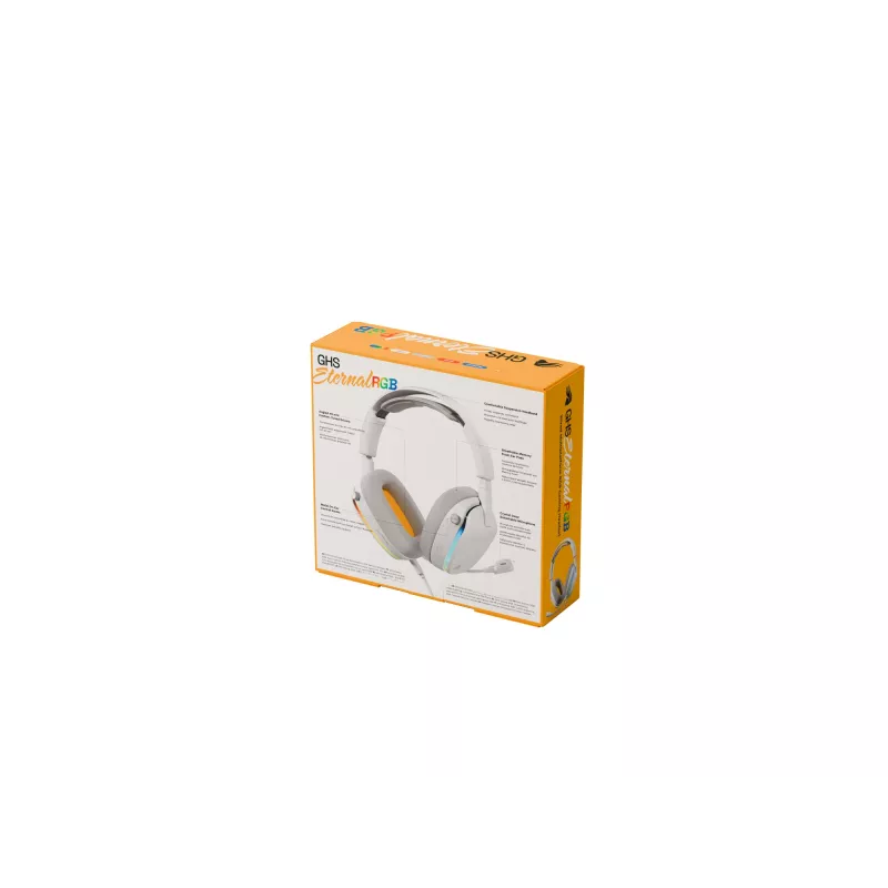 Glorious Gaming Glorious GHS Eternal RGB - headset gaming estéreo RGB para PC, PS5, PS4, Switch - drivers angulares com afinação individual, microfone removível ajustável e cristalino, USB-C - durável, conforto para todo o dia e noite - branco