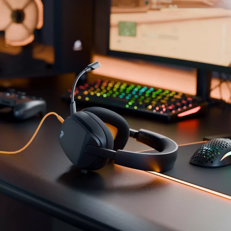 Glorious Gaming Glorious GHS Eternal - headset gaming estéreo para PC, PS5, PS4, Xbox, Switch - drivers angulares com afinação individual, microfone removível ajustável e cristalino, 3,5 mm - robusto, conforto para todo o dia e noite - preto