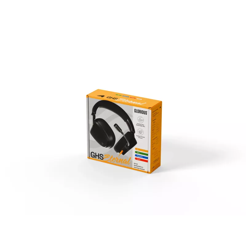 Glorious Gaming Glorious GHS Eternal - headset gaming estéreo para PC, PS5, PS4, Xbox, Switch - drivers angulares com afinação individual, microfone removível ajustável e cristalino, 3,5 mm - robusto, conforto para todo o dia e noite - preto